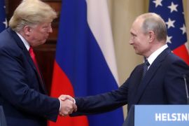 Vladimir Putin - Donald Trump press conference in Helsinki- - HELSINKI, FINLAND - JULY 16: U.S. President Donald Trump (L) and Russia's President Vladimir Putin (R) hold a joint press conference after their bilateral meeting in Helsinki, Finland on July 16, 2018.