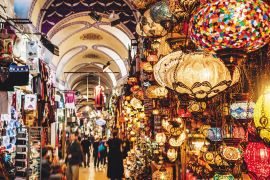 Turkish lanterns on the Grand Bazaar in Istanbul, Turkey