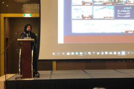 د نجاة السيد، من حفل افتتاح المؤتمر الاول لعلم البيومكانيك في تقويم الاسنان في الدوحة