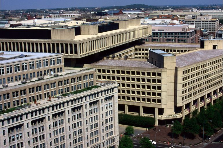 The FBI headquarters ( right) and Pennsylvania Avenue