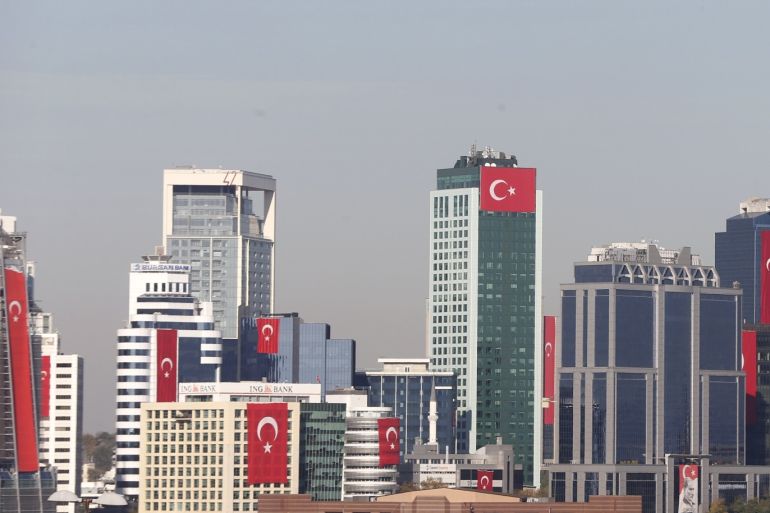 Turkey marks 95th anniversary of Republic Day- - ISTANBUL, TURKEY - OCTOBER 29: Turkish flags are hanged at the buildings belong to the public and private sectors to mark the 95th anniversary of Republic Day, in Istanbul, Turkey on October 29, 2018.