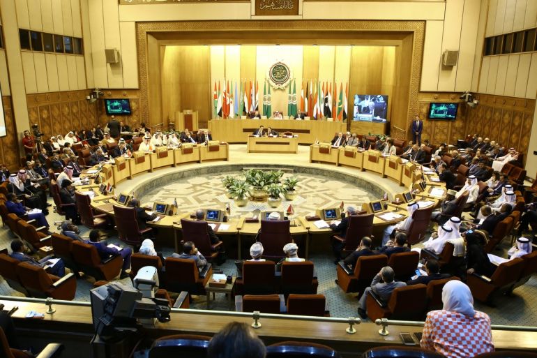 Arab Foreign Ministers' extraordinary meeting on Jerusalem- - CAIRO, EGYPT - MAY 17 : General view of the Arab League Foreign Ministers' extraordinary meeting on Jerusalem in Cairo, Egypt on May 17, 2018.