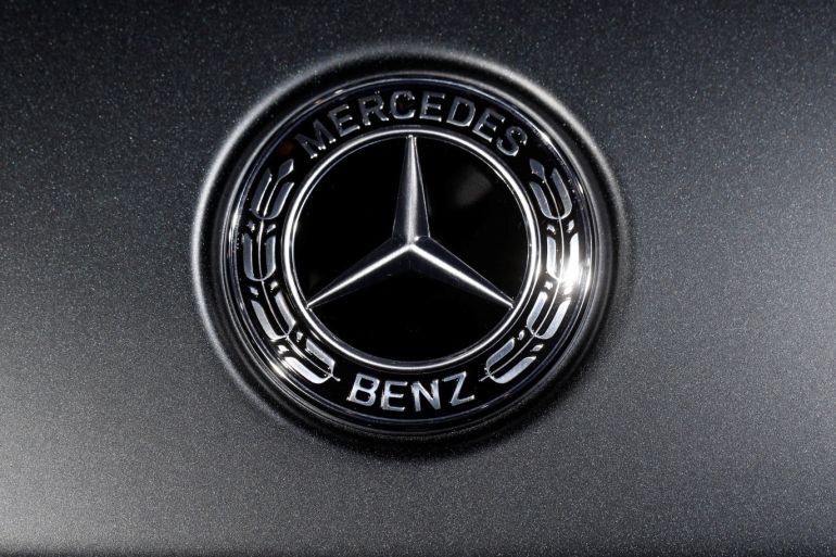 The Mercedes logo is seen during the first press day of the Paris auto show, in Paris, France, October 2, 2018. REUTERS/Benoit Tessier