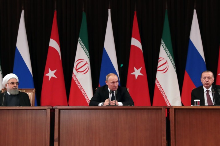 Turkey - Iran - Russia trilateral summit in Russia- - SOCHI, RUSSIA - FEBRUARY 14: (----EDITORIAL USE ONLY – MANDATORY CREDIT -
