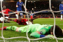 Soccer Football - FA Cup Fifth Round - Chelsea v Manchester United - Stamford Bridge, London, Britain - February 18, 2019 Manchester United's Paul Pogba celebrates scoring their second goal with Romelu Lukaku as Chelsea's Kepa Arrizabalaga looks dejected Action Images via Reuters/John Sibley TPX IMAGES OF THE DAY