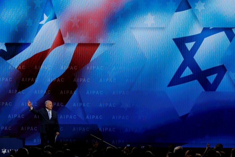 Israeli Prime Minister Benjamin Netanyahu speaks at the AIPAC policy conference in Washington, DC, U.S., March 6, 2018. REUTERS/Brian Snyder