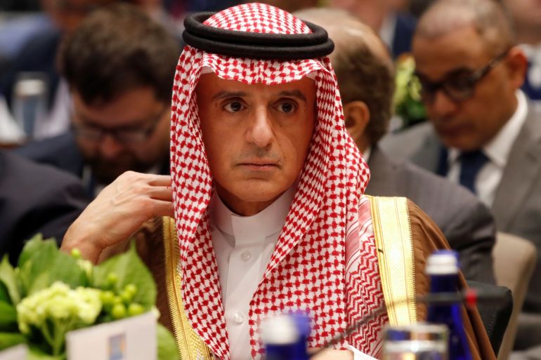 Saudi Foreign Minister Adel Al-Jubeir attends a gathering of foreign ministers aligned toward the defeat of Islamic State at the State Department in Washington, U.S., February 6, 2019. REUTERS/Kevin Lamarque