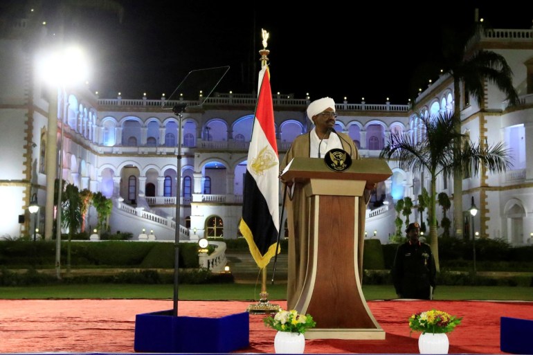 Sudan's President Omar al-Bashir delivers a speech at the Presidential Palace in Khartoum, Sudan February 22, 2019. REUTERS/Mohamed Nureldin Abdallah