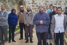 القدس-المسجد الأقصى -مستوطنون يؤدون طقوسا تلمودية في منطقة باب الرحمة من المسجد الأقصى 6 يناير 2019 (مواقع التواصل).