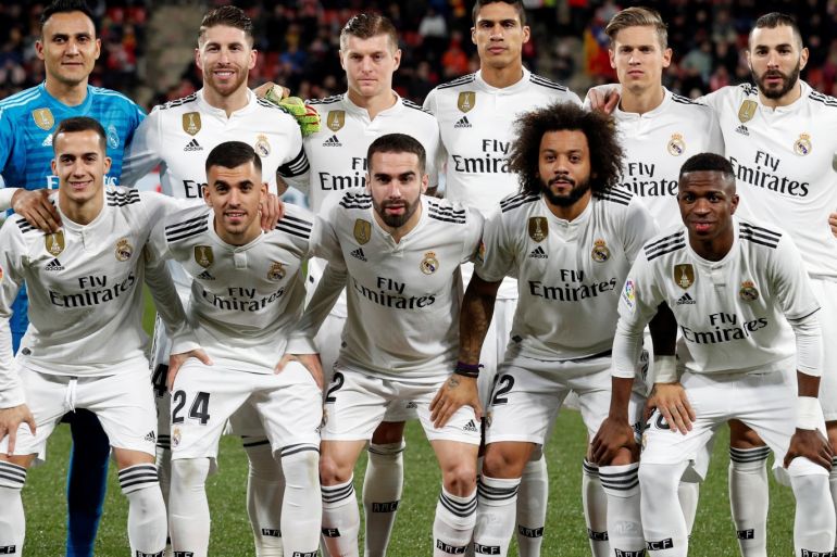 Soccer Football - Copa del Rey - Quarter-Final - Girona v Real Madrid - Montilivi, Girona, Spain - January 31, 2019 Real Madrid team group before the match REUTERS/Albert Gea