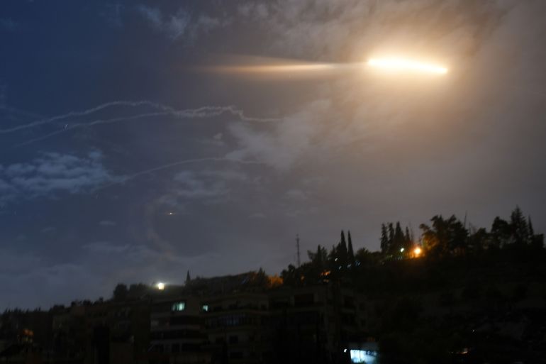 Missile fire is seen over Damascus, Syria January 21, 2019. SANA/Handout via REUTERS ATTENTION EDITORS - THIS IMAGE WAS PROVIDED BY A THIRD PARTY. REUTERS IS UNABLE TO INDEPENDENTLY VERIFY THIS IMAGE