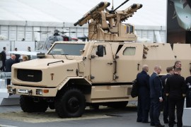 SCHOENEFELD, GERMANY - APRIL 25: An armoured truck equipped with anti-aircraft missles stands at the MBDA stand at the ILA Berlin Air Show on April 25, 2018 in Schoenefeld, Germany. ILA Berlin is Europe's third largest air show and will be open to the general public from April 27-29. (Photo by Sean Gallup/Getty Images)