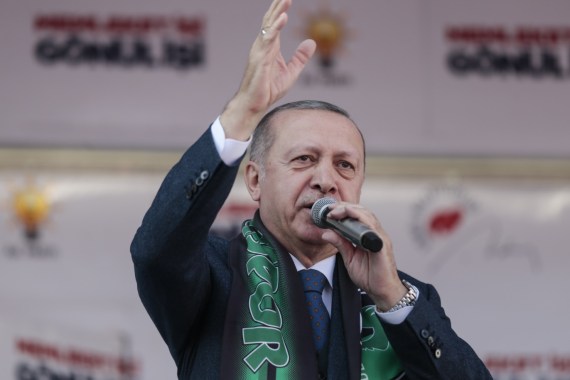 President of Turkey Recep Tayyip Erdogan- - DENIZLI, TURKEY - FEBRUARY 21 : President of Turkey, Recep Tayyip Erdogan addresses the crowd during a campaign rally for March 31 local elections in Turkey's western Denizli province on February 21, 2018.