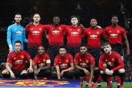 MANCHESTER, ENGLAND - FEBRUARY 12: The Manchester United XI during the UEFA Champions League Round of 16 First Leg match between Manchester United and Paris Saint-Germain at Old Trafford on February 12, 2019 in Manchester, England. (Photo by Michael Steele/Getty Images)