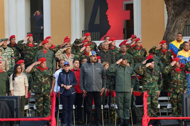 Venezuela's President Nicolas Maduro attends a ceremony to commemorate the 27th anniversary of late Venezuelan President Hugo Chavez failed coup attempt in Maracay, Venezuela February 4, 2019. Miraflores Palace/Handout via REUTERS ATTENTION EDITORS - THIS PICTURE WAS PROVIDED BY A THIRD PARTY.