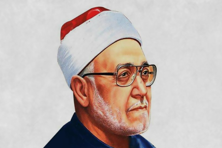 الشيخ محمد الغزالي بريشة أحد معاصريه