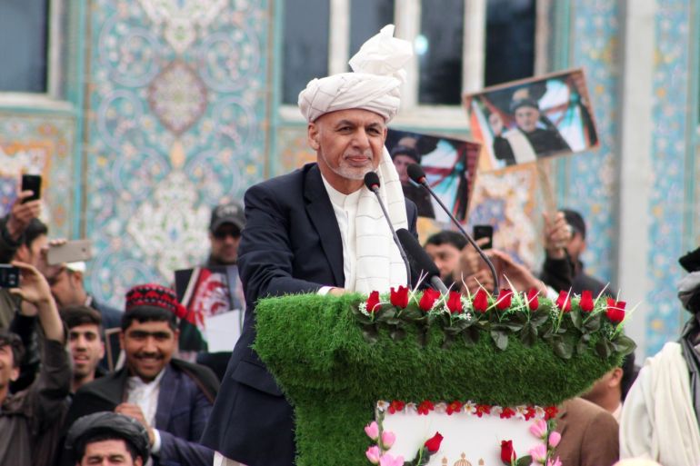 Nowruz and Guli Surkh Festival in Afghanistan- - MAZAR- I SHARIF - AFGHANISTAN - MARCH 21: Afghan President Ashraf Ghani addresses the people during an event marking the Nowruz celebrations and the Guli Surkh (red flower) festival in Mazar-i Sharif, Afghanistan on March 21, 2019. Nowruz marks the beginning of spring in the Northern Hemisphere. It also marks the first day of the first month in the Iranian calendar. It usually occurs on March 21 or the previous or followi