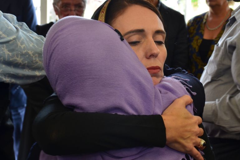 epa07441366 New Zealand Prime Minister Jacinda Ardern (C) meets with members of the Muslim community in the wake of the mass shooting at the two Christchurch mosques, in Christchurch, New Zealand, 16 March 2019. At least 49 people were killed by a gunman, believed to be Brenton Harrison Tarrant, and 20 more injured and in critical condition during the terrorist attacks against two mosques in New Zealand during Friday prayers on 15 March. EPA-EFE/BORIS JANCIC AUSTRALIA AND NEW ZEALAND OUT NO ARCHIVES