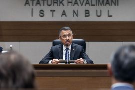 Turkish Vice President Fuat Oktay- - ISTANBUL, TURKEY - MARCH 16: Turkish Vice President Fuat Oktay speaks during a press conference ahead of his departure to New Zealand in the wake of the terror attacks at two mosques, at Ataturk Airport in Istanbul, Turkey on March 16, 2019.