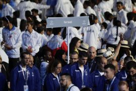 the israel delegation marching at the opening event of thr special olympics world games in abu dhabi