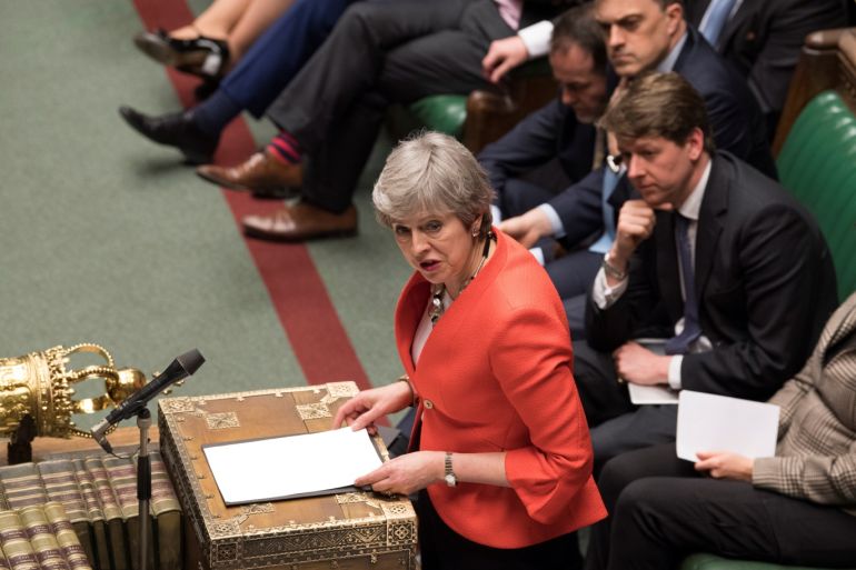 Britain's Prime Minister Theresa May speaks after the results of the vote on Brexit deal in Parliament in London, Britain, March 12, 2019. UK Parliament/Mark Duffy/Handout via REUTERS ATTENTION EDITORS - THIS IMAGE HAS BEEN SUPPLIED BY A THIRD PARTY.