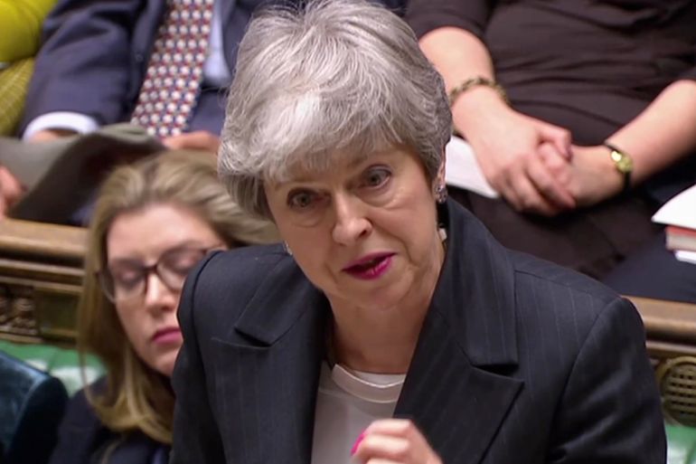 Britain's Prime Minister Theresa May answers questions in the Parliament in London, Britain, March 20, 2019 in this screen grab taken from video. Reuters TV via REUTERS