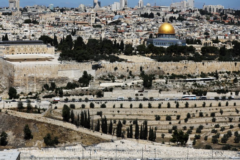 A general view of Jerusalem as seen from the Mount of Olives shows the Dome of the Rock, located in Jerusalem's Old City on the compound known to Muslims as Noble Sanctuary and to Jews as Temple Mount, June 21, 2018. REUTERS/Ammar Awad