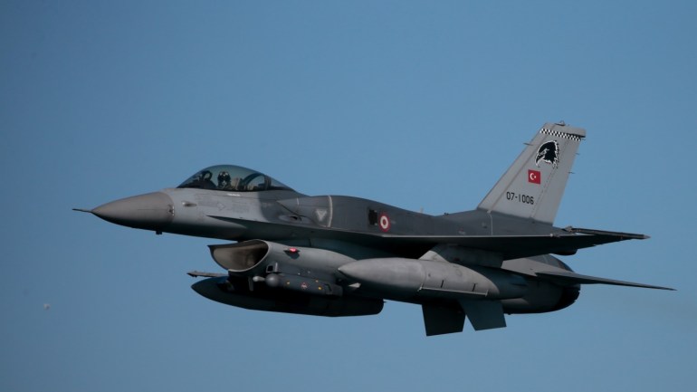 'Blue Homeland 2019'- - IZMIR, TURKEY - MARCH 05: F-16 fighter jet takes part in 'Blue Homeland 2019' naval drill in Izmir, Turkey on March 05, 2019.