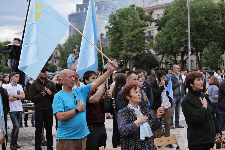 أوكرانيا - كييف - وقفة احتجاجية في شهر مايو 2018 دعما للقرم وتتار القرم في مواجهة الاحتلال الروسي