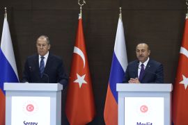 Mevlut Cavusoglu - Sergey Lavrov meeting in Antalya- - ANTALYA, TURKEY - MARCH 29: Turkish Foreign Minister Mevlut Cavusoglu (R) and Minister of Foreign Affairs of the Russian Federation Sergey Lavrov (L) hold a joint press conference in Antalya, Turkey on March 29, 2019.