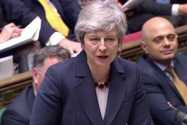 Britain's Prime Minister Theresa May answers questions in the Parliament in London, Britain, March 27, 2019 in this screen grab taken from video. Reuters TV via REUTERS