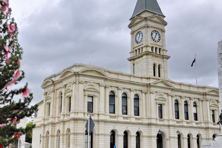 Historical Building of the Waitaki District Council building in Oamaru Oamaru, New Zealand- December 3, 2016: Historical Building of the Waitaki District Council building in Oamaru, New Zealand.