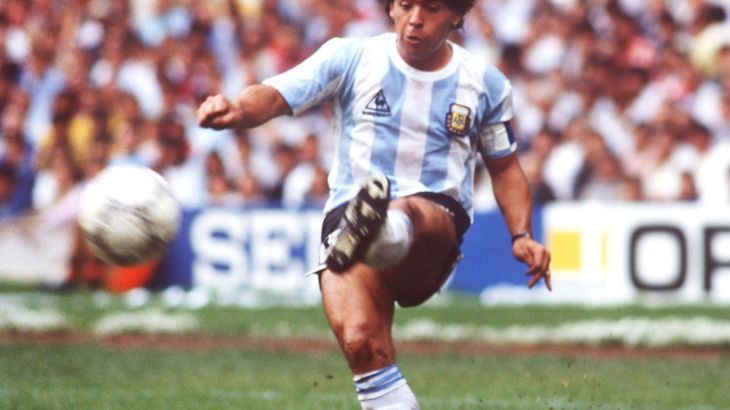 FUSSBALL : WM 1986 in MEXIKO , Mexiko City , 25.06.86 ARGENTINIEN - BELGIEN ( ARG - BEL ) 2:0 Diego MARADONA / ARG FOTO:BONGARTS