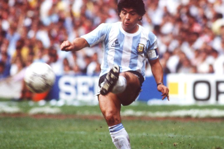FUSSBALL : WM 1986 in MEXIKO , Mexiko City , 25.06.86 ARGENTINIEN - BELGIEN ( ARG - BEL ) 2:0 Diego MARADONA / ARG FOTO:BONGARTS