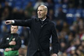 MADRID, SPAIN - MARCH 31: Zinedine Zidane, Manager of Real Madrid during the La Liga match between Real Madrid CF and SD Huesca at Estadio Santiago Bernabeu on March 31, 2019 in Madrid, Spain. (Photo by Gonzalo Arroyo Moreno/Getty Images)