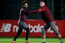 Soccer Football - Champions League - Liverpool Training - Melwood, Liverpool, Britain - December 10, 2018 Liverpool's Mohamed Salah and Dejan Lovren during training Action Images via Reuters/Carl Recine