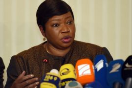 epa04980042 The prosecutor of the International Criminal Court (ICC) Fatou Bensouda speaks during a press conference in Tbilisi, Georgia, 16 October 2015. The prosecutor's visit comes after she requested the ICC to investigate the war crimes against humanity allegedly committed during the Russia-Georgia war conflict in 2008. EPA/STR