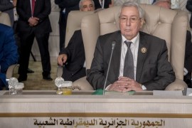 30th Arab League Summit in Tunis- - TUNIS, TUNISIA - MARCH 31: The chairman of Algerian parliament's upper house, Abdelkader Bensalah attends the opening session of the 30th Arab League Summit in Tunis, Tunisia on March 31, 2019.