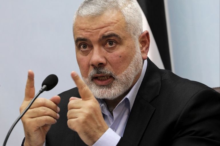 epa06488370 (FILE) - Hamas top leader Sheikh Ismail Haniyeh speaks during a press conference at his office in Gaza City, 23 January 2018 (reissued 31 January 2018). US Department of State on 31 January 2018 designated Ismail Haniyeh as Specially Designated Global Terrorist. State Department said in a statement that Haniyeh 'has close links with Hamas' military wing… reportedly been involved in terrorist attacks against Israeli citizens'. EPA-EFE/MOHAMMED SABER