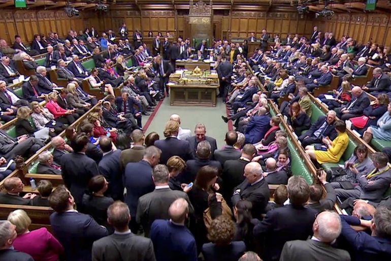 British MPs vote on amendment that would allow more indicative votes on Brexit option, in the Parliament in London, Britain April 3, 2019, in this screen grab taken from video. Reuters TV via REUTERS