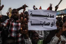 Demonstrations in Sudan- - KHARTOUM, SUDAN - APRIL 21: Sudanese demonstrators gather in front of military headquarters during a demonstration after The Sudanese Professionals Association's (SPA) call, demanding a civilian transition government, in Khartoum, Sudan on April 21, 2019.