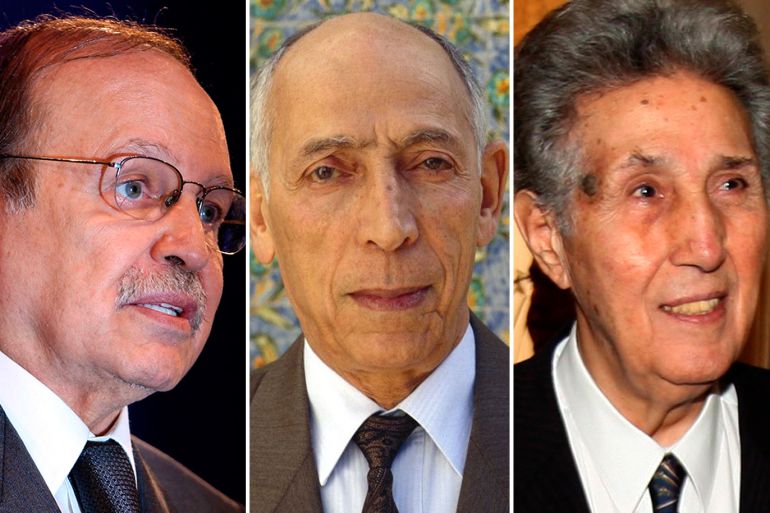 كمبو لرؤساء الجزائر السابقين أحمد بن بلة، ومحمد بوضياف وعبد العزيز بوتفليقة