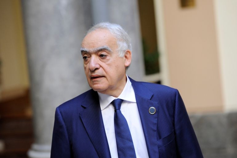 U.N. Envoy to Libya Ghassan Salame arrives for an interview with Reuters ahead of the first day of the international conference on Libya in Palermo Italy November 12 2018. REUTERS/Guglielmo Mangiapane
