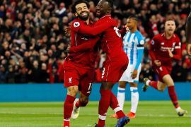 Premier League - Liverpool v Huddersfield Town - Anfield, Liverpool, Britain - April 26, 2019 Liverpool's Naby Keita celebrates scoring their first goal with Mohamed Salah Action Images via Reuters/Jason Cairnduff EDITORIAL USE ONLY. No use with unauthorized audio, video, data, fixture lists, club/league logos or