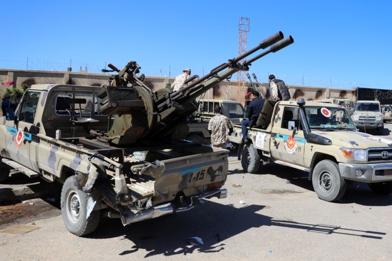 Military vehicles of Misrata forces, under the protection of Tripoli's forces, are seen in Tripoli, Libya April 8, 2019. REUTERS/Hani Amara