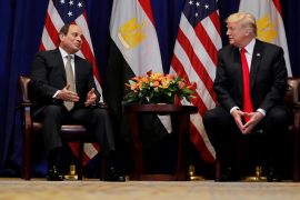 U.S. President Donald Trump holds a bilateral meeting with Egypt's President Abdel Fattah el-Sisi on the sidelines of the 73rd United Nations General Assembly in New York, U.S., September 24, 2018. REUTERS/Carlos Barria