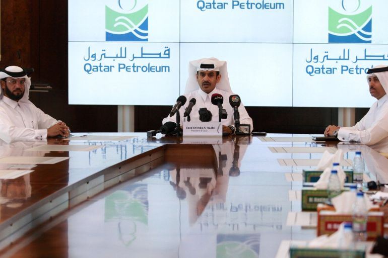 Saad Al Kaabi, chief executive of Qatar Petroleum, speaks to reporters in Doha, Qatar April 3, 2017. REUTERS/Naseem Zeitoon