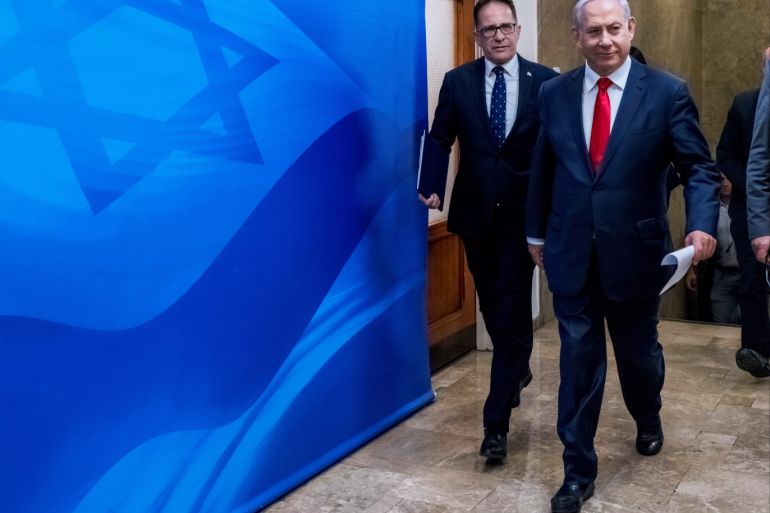 Israeli Prime Minister Benjamin Netanyahu arrives to chair the weekly cabinet meeting in Jerusalem May 26, 2019. Jim Hollander/Pool via REUTERS