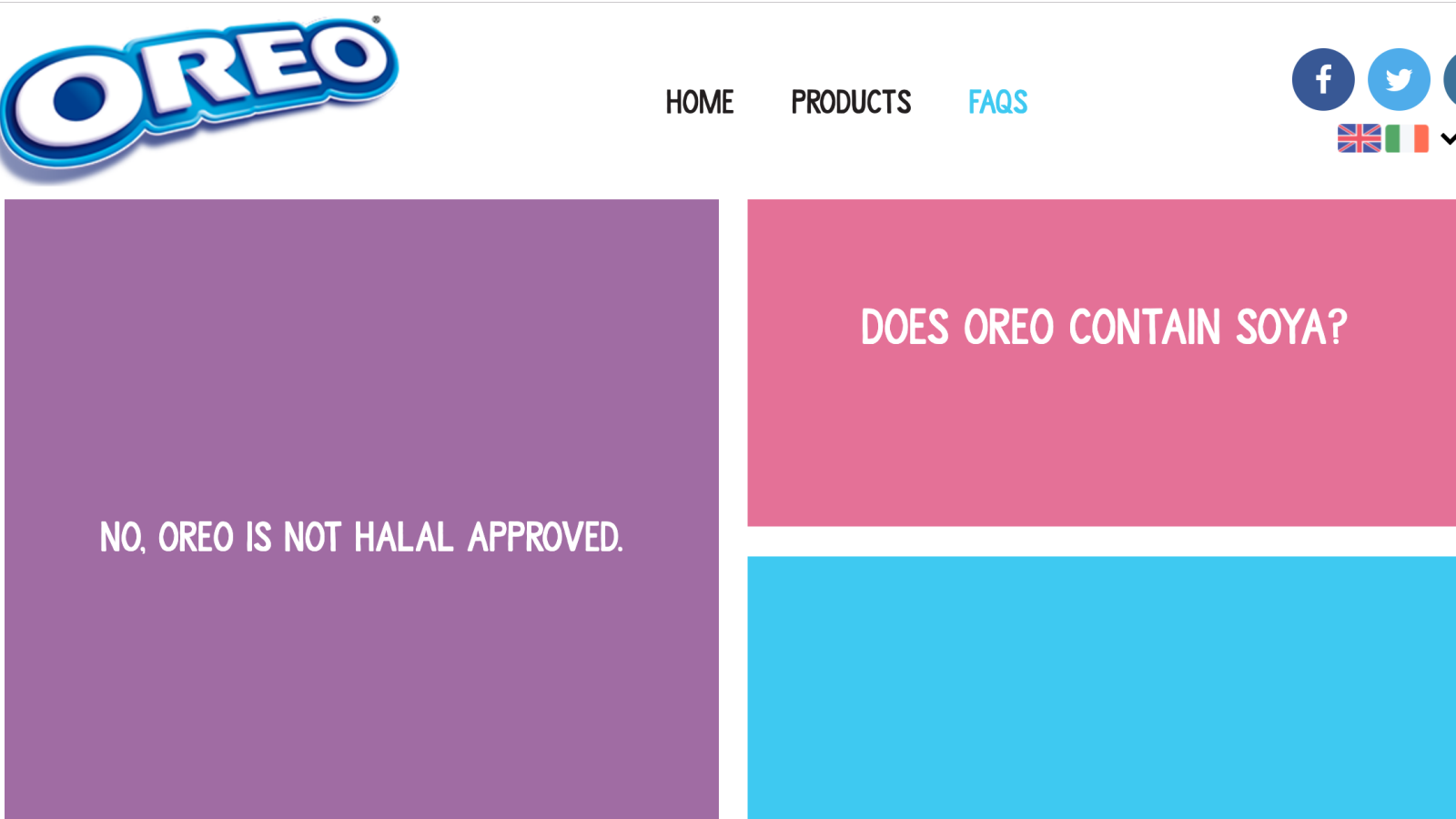 ‪الموقع الرسمي لأوريو يجيبك: منتجنا ليس حلالا‬ (مواقع التواصل الاجتماعي)