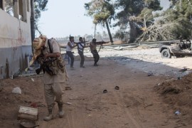 Clashes in Libya- - TRIPOLI, LIBYA - MAY 15: Libyan National Accord Government troops clash military commander Khalifa Haftar's troops on course of the airport in Al Sawani region of Tripoli, Libya on May 15, 2019.